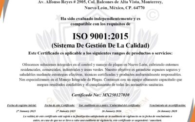 AECO y la Certificación ISO 9001: Un compromiso con la Calidad en el control de plagas.